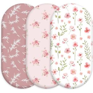 image:imageNap Mat Sheet 47x24 3 Pack Pink Floral Baby Crib Sheets Fitted Elastic Corners Preschool Day Care Rest Mat Cover Soft Breathable  Compatible with Regalo My Cot Joovy Travel CotA Pink Floral