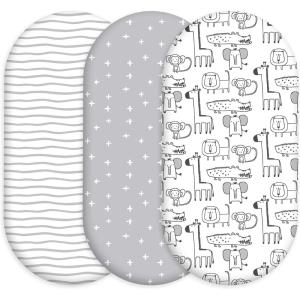 image:imageNap Mat Sheet 47x24 3 Pack Pink Floral Baby Crib Sheets Fitted Elastic Corners Preschool Day Care Rest Mat Cover Soft Breathable  Compatible with Regalo My Cot Joovy Travel CotGrey Animals