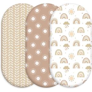 image:imageNap Mat Sheet 47x24 3 Pack Pink Floral Baby Crib Sheets Fitted Elastic Corners Preschool Day Care Rest Mat Cover Soft Breathable  Compatible with Regalo My Cot Joovy Travel CotBrown Rainbow