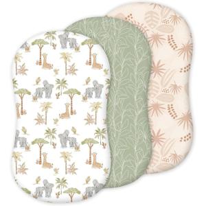 image:imageNap Mat Sheet 47x24 3 Pack Pink Floral Baby Crib Sheets Fitted Elastic Corners Preschool Day Care Rest Mat Cover Soft Breathable  Compatible with Regalo My Cot Joovy Travel CotLight Brown Elephant