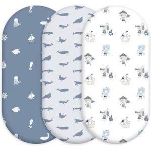 image:imageNap Mat Sheet 47x24 3 Pack Pink Floral Baby Crib Sheets Fitted Elastic Corners Preschool Day Care Rest Mat Cover Soft Breathable  Compatible with Regalo My Cot Joovy Travel CotBlue Ocean
