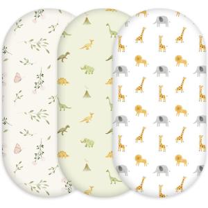 image:imageNap Mat Sheet 47x24 3 Pack Pink Floral Baby Crib Sheets Fitted Elastic Corners Preschool Day Care Rest Mat Cover Soft Breathable  Compatible with Regalo My Cot Joovy Travel CotYellow Dinosaur