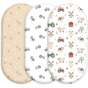image:imageNap Mat Sheet 47x24 3 Pack Pink Floral Baby Crib Sheets Fitted Elastic Corners Preschool Day Care Rest Mat Cover Soft Breathable  Compatible with Regalo My Cot Joovy Travel CotFarm Animals