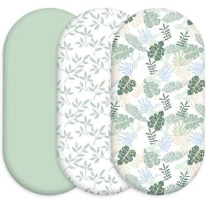 image:imageNap Mat Sheet 47x24 3 Pack Pink Floral Baby Crib Sheets Fitted Elastic Corners Preschool Day Care Rest Mat Cover Soft Breathable  Compatible with Regalo My Cot Joovy Travel CotSage Green Leave