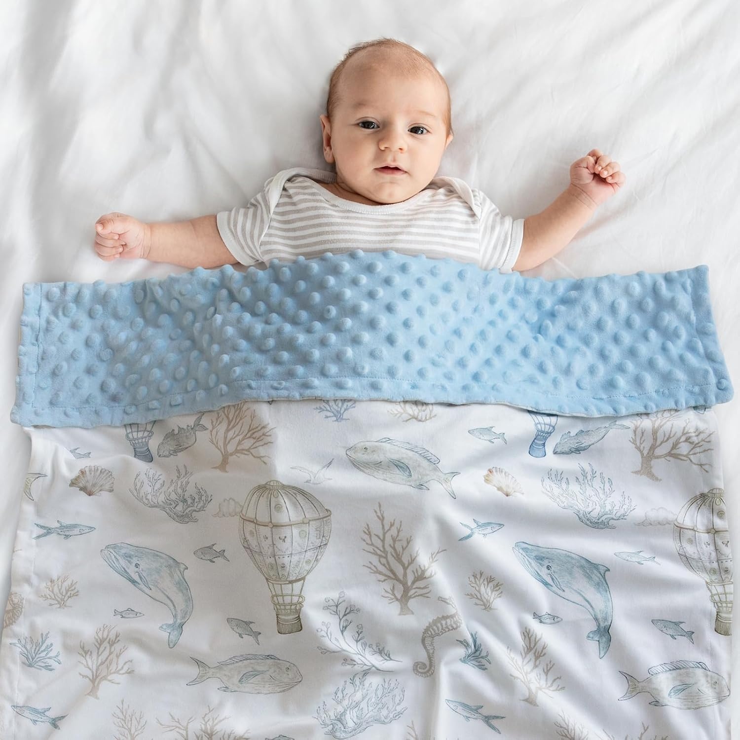 image:imageBaby Blankets for Boys Girls Yellow Dinosaur 30x40 Soft Cozy Fleece Receiving Blanket for Newborn amp Toddler 3D Minky Dotted Backing Breathable for Crib Stroller amp Tummy TimeLight Blue Whale