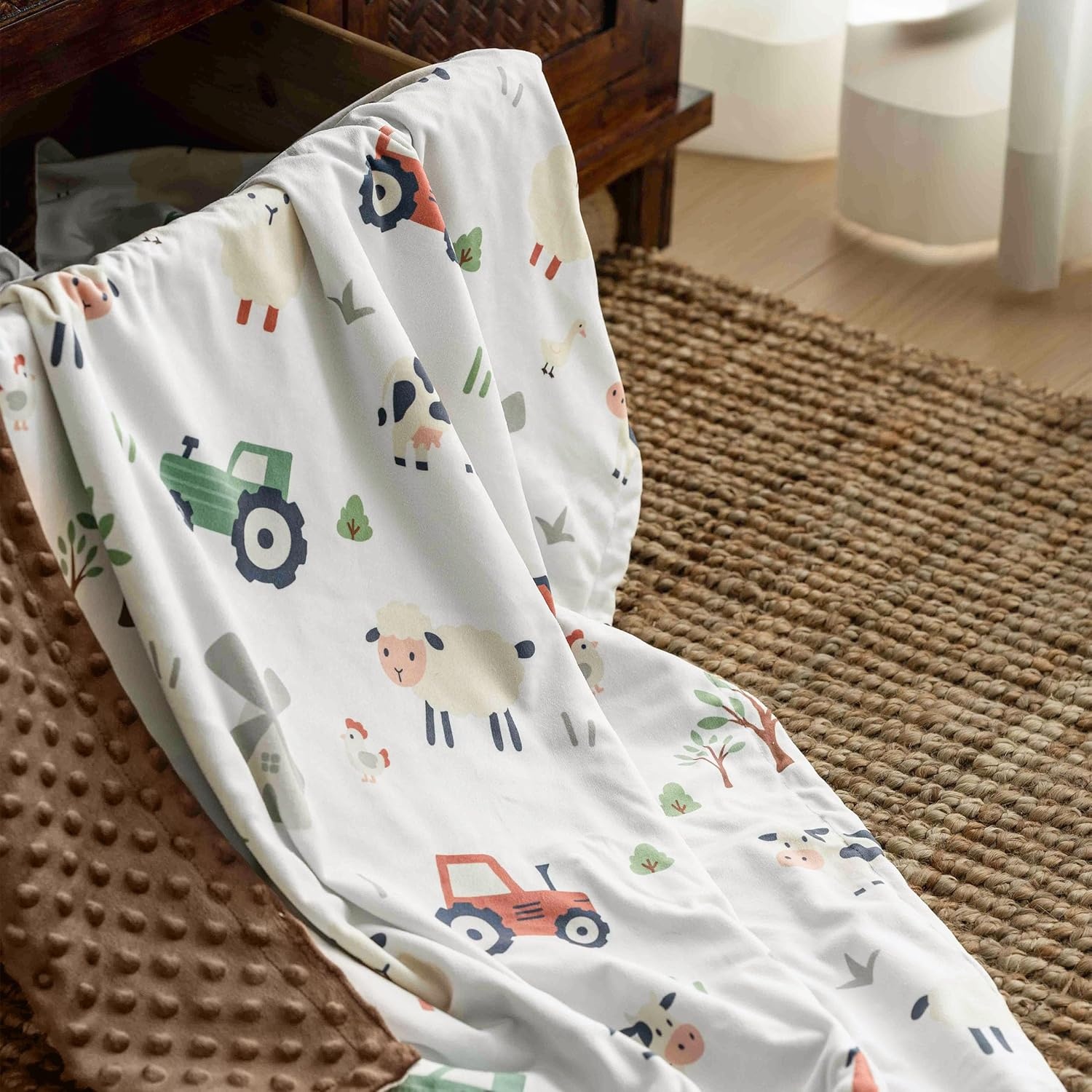 image:imageBaby Blankets for Boys Girls Yellow Dinosaur 30x40 Soft Cozy Fleece Receiving Blanket for Newborn amp Toddler 3D Minky Dotted Backing Breathable for Crib Stroller amp Tummy TimeChocolate Farm Animals