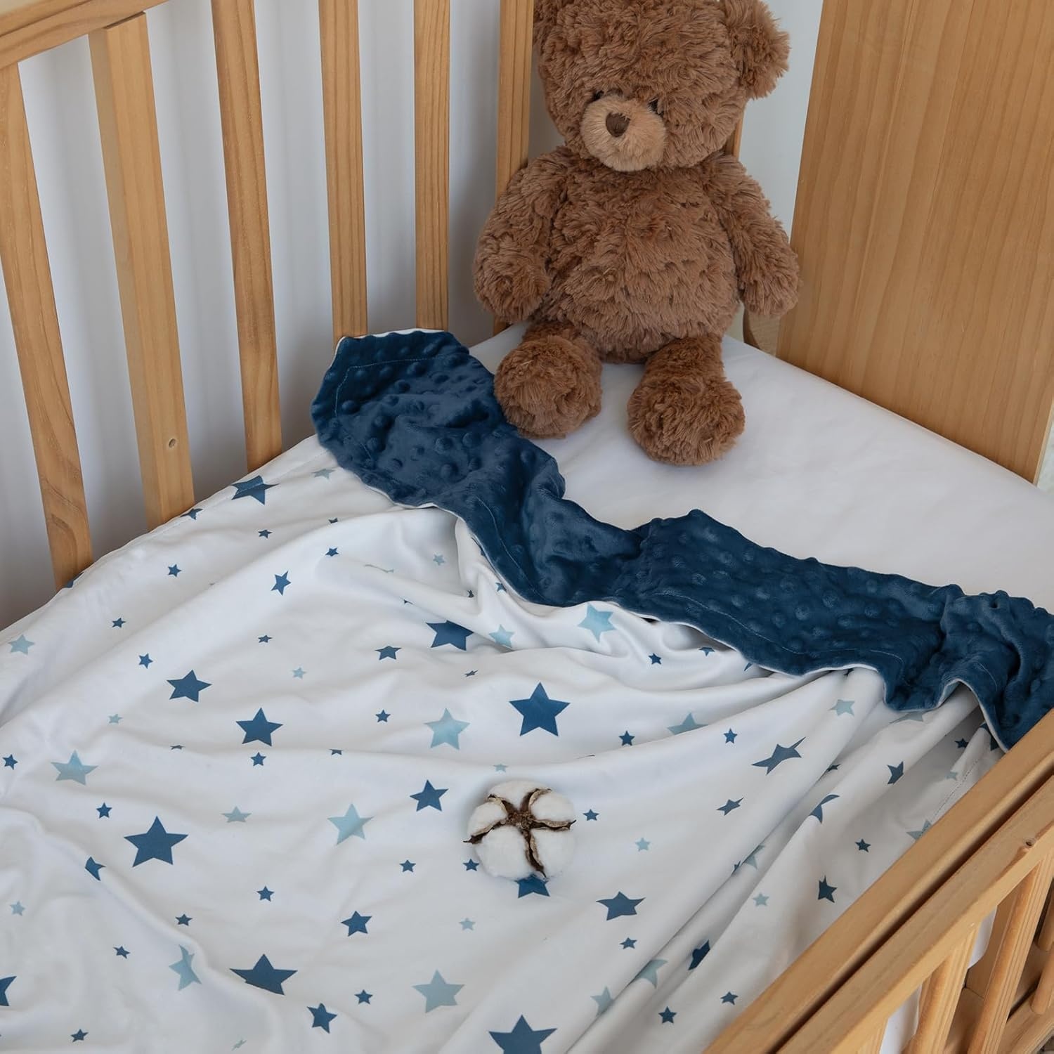 image:imageBaby Blankets for Boys Girls Yellow Dinosaur 30x40 Soft Cozy Fleece Receiving Blanket for Newborn amp Toddler 3D Minky Dotted Backing Breathable for Crib Stroller amp Tummy TimeNavy Blue Star