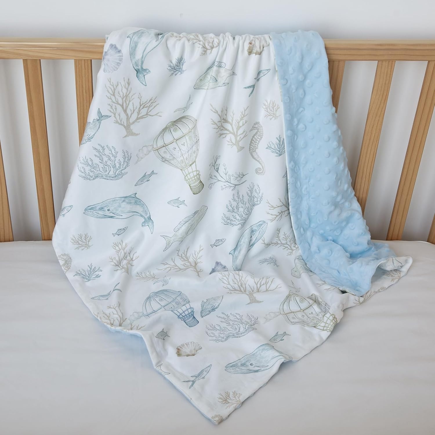 image:imageBaby Blankets for Boys Girls Yellow Dinosaur 30x40 Soft Cozy Fleece Receiving Blanket for Newborn amp Toddler 3D Minky Dotted Backing Breathable for Crib Stroller amp Tummy TimeLight Blue Whale