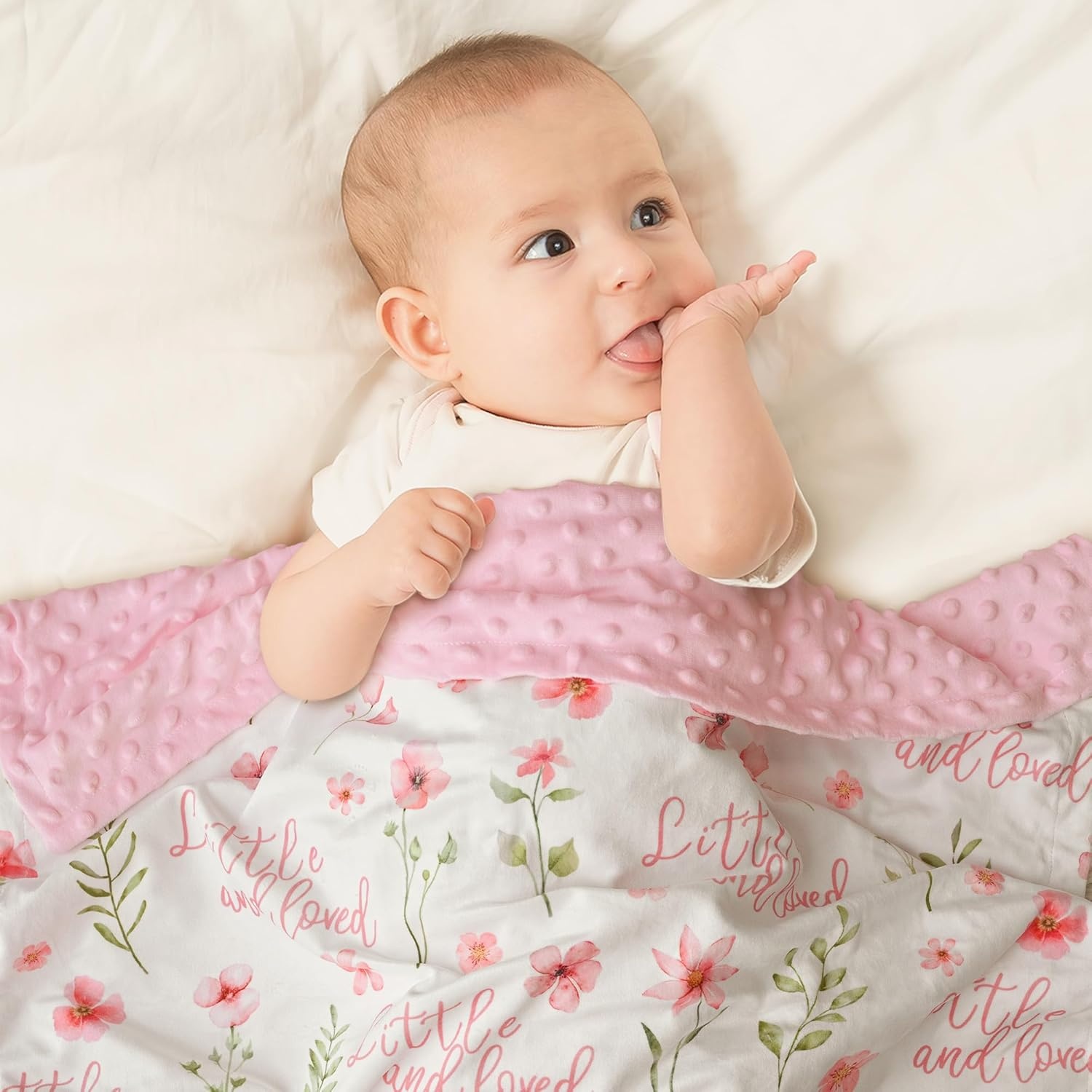 image:imageBaby Blankets for Boys Girls Yellow Dinosaur 30x40 Soft Cozy Fleece Receiving Blanket for Newborn amp Toddler 3D Minky Dotted Backing Breathable for Crib Stroller amp Tummy TimeA Pink Floral