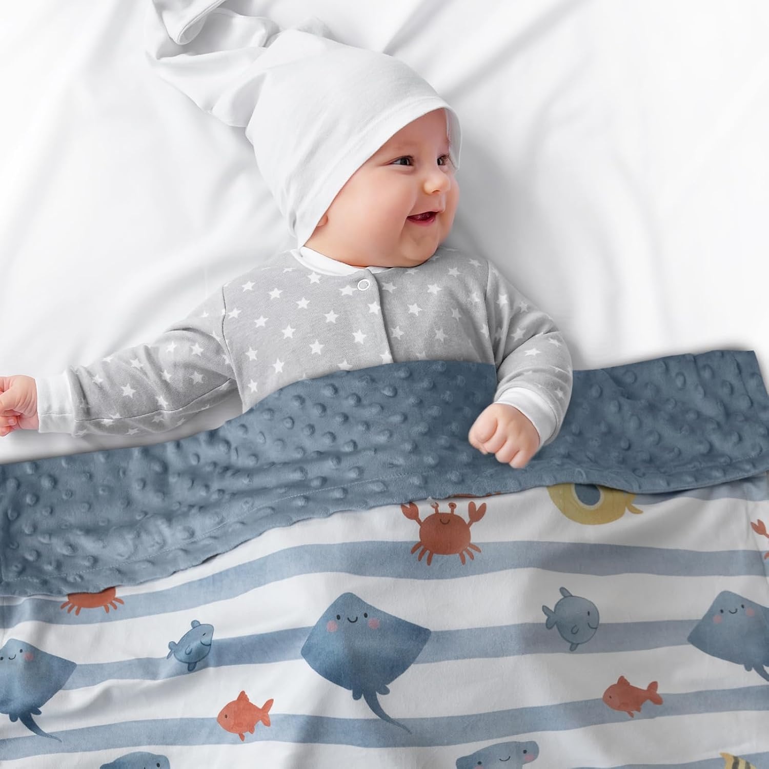 image:imageBaby Blankets for Boys Girls Yellow Dinosaur 30x40 Soft Cozy Fleece Receiving Blanket for Newborn amp Toddler 3D Minky Dotted Backing Breathable for Crib Stroller amp Tummy TimeBlue Ocean