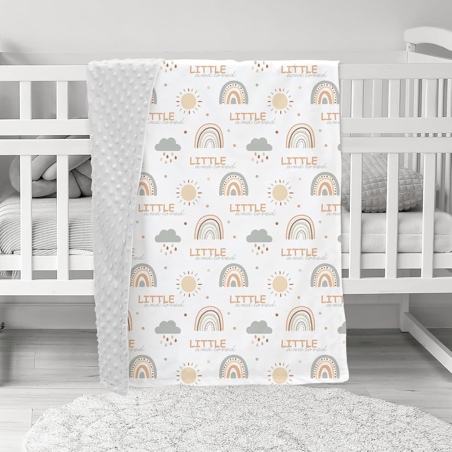 image:imageBaby Blankets for Boys Girls Yellow Dinosaur 30x40 Soft Cozy Fleece Receiving Blanket for Newborn amp Toddler 3D Minky Dotted Backing Breathable for Crib Stroller amp Tummy TimeLight Gray Rainbow