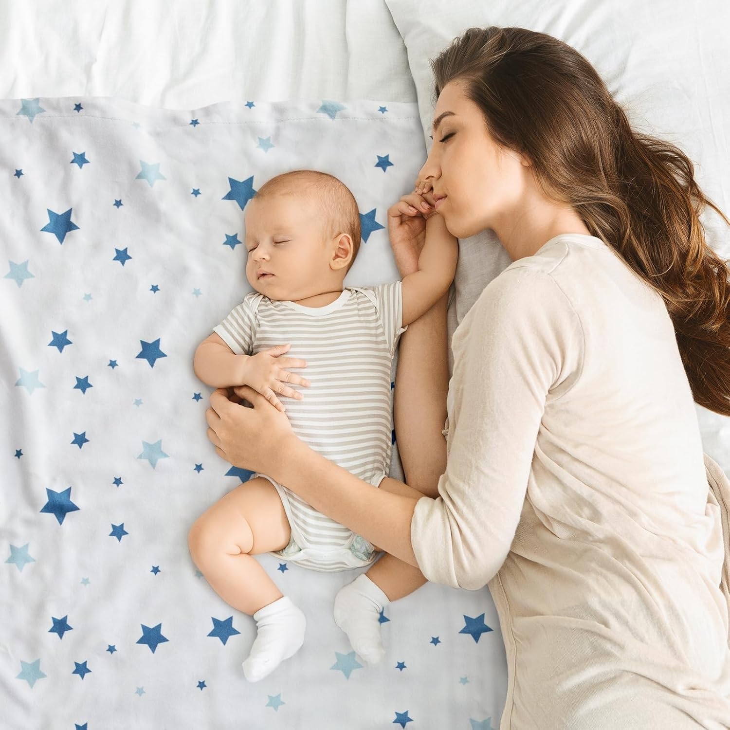 image:imageBaby Blankets for Boys Girls Yellow Dinosaur 30x40 Soft Cozy Fleece Receiving Blanket for Newborn amp Toddler 3D Minky Dotted Backing Breathable for Crib Stroller amp Tummy TimeNavy Blue Star