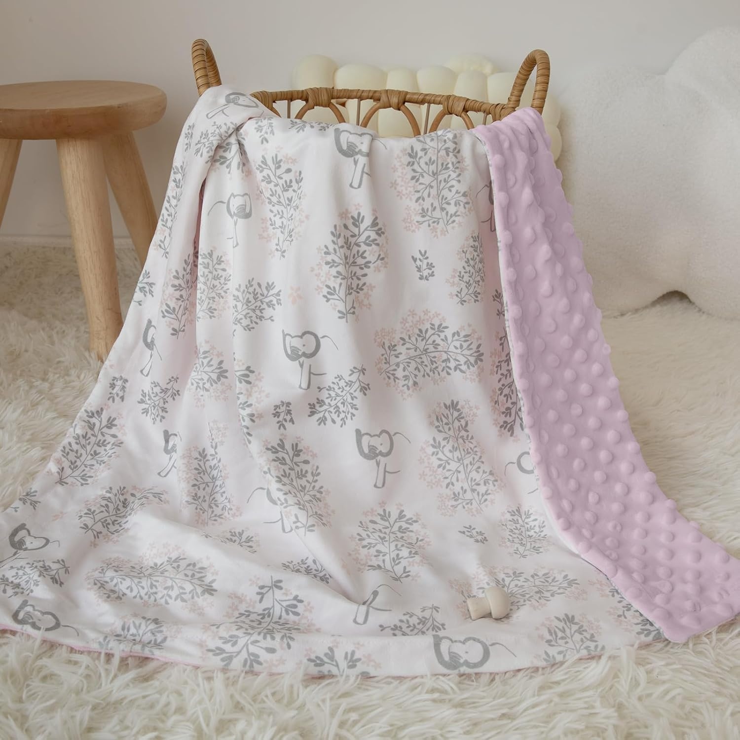image:imageBaby Blankets for Boys Girls Yellow Dinosaur 30x40 Soft Cozy Fleece Receiving Blanket for Newborn amp Toddler 3D Minky Dotted Backing Breathable for Crib Stroller amp Tummy TimePink Elephant