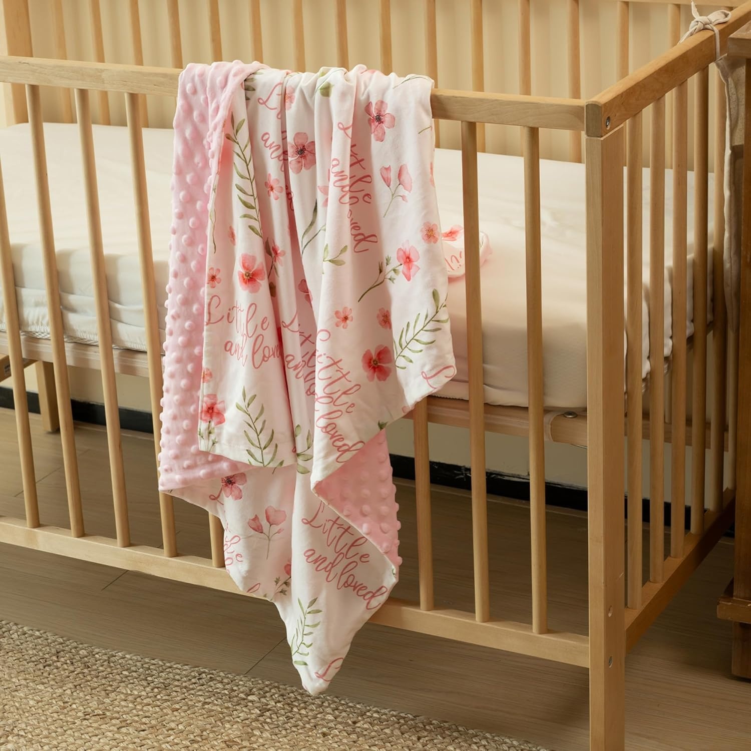 image:imageBaby Blankets for Boys Girls Yellow Dinosaur 30x40 Soft Cozy Fleece Receiving Blanket for Newborn amp Toddler 3D Minky Dotted Backing Breathable for Crib Stroller amp Tummy TimeA Pink Floral