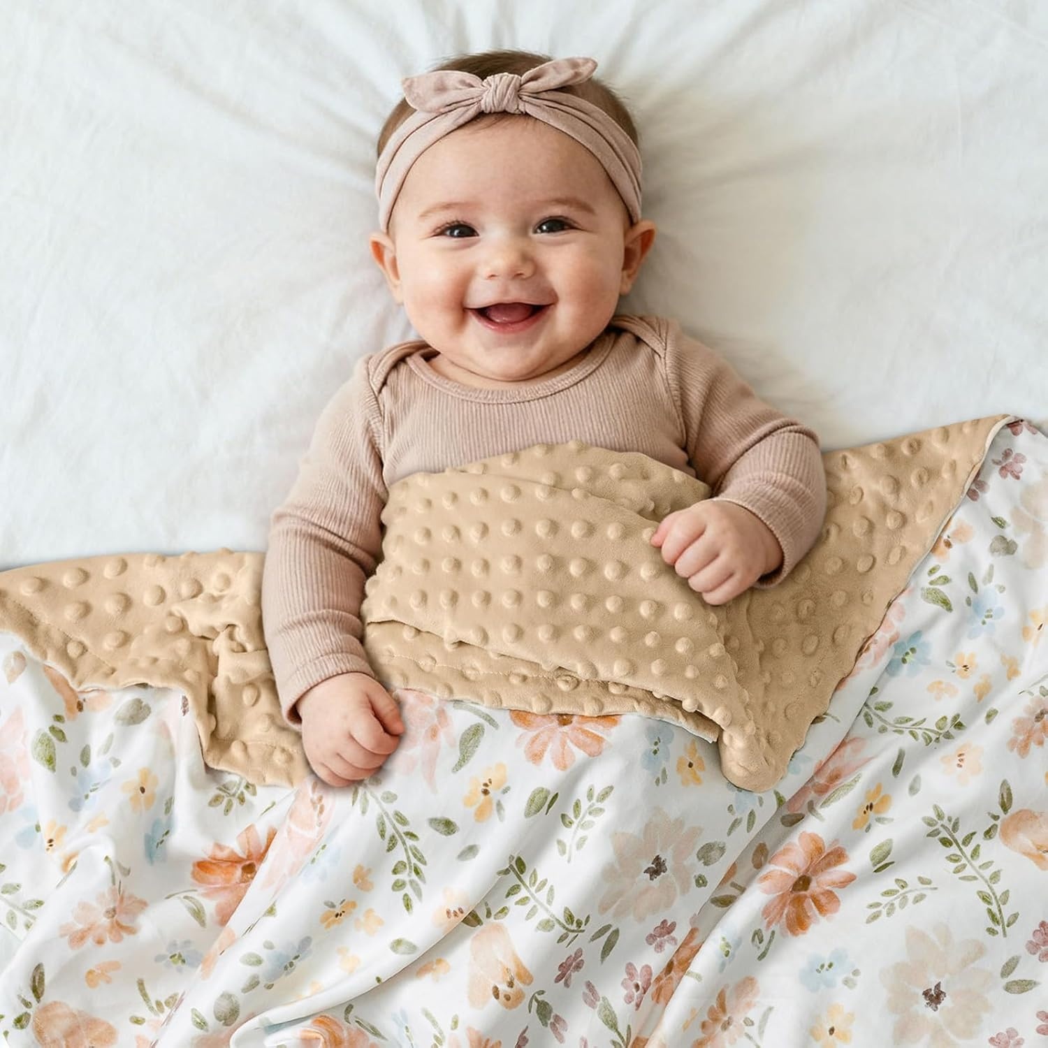 image:imageBaby Blankets for Boys Girls Yellow Dinosaur 30x40 Soft Cozy Fleece Receiving Blanket for Newborn amp Toddler 3D Minky Dotted Backing Breathable for Crib Stroller amp Tummy TimePinkishorange Floral