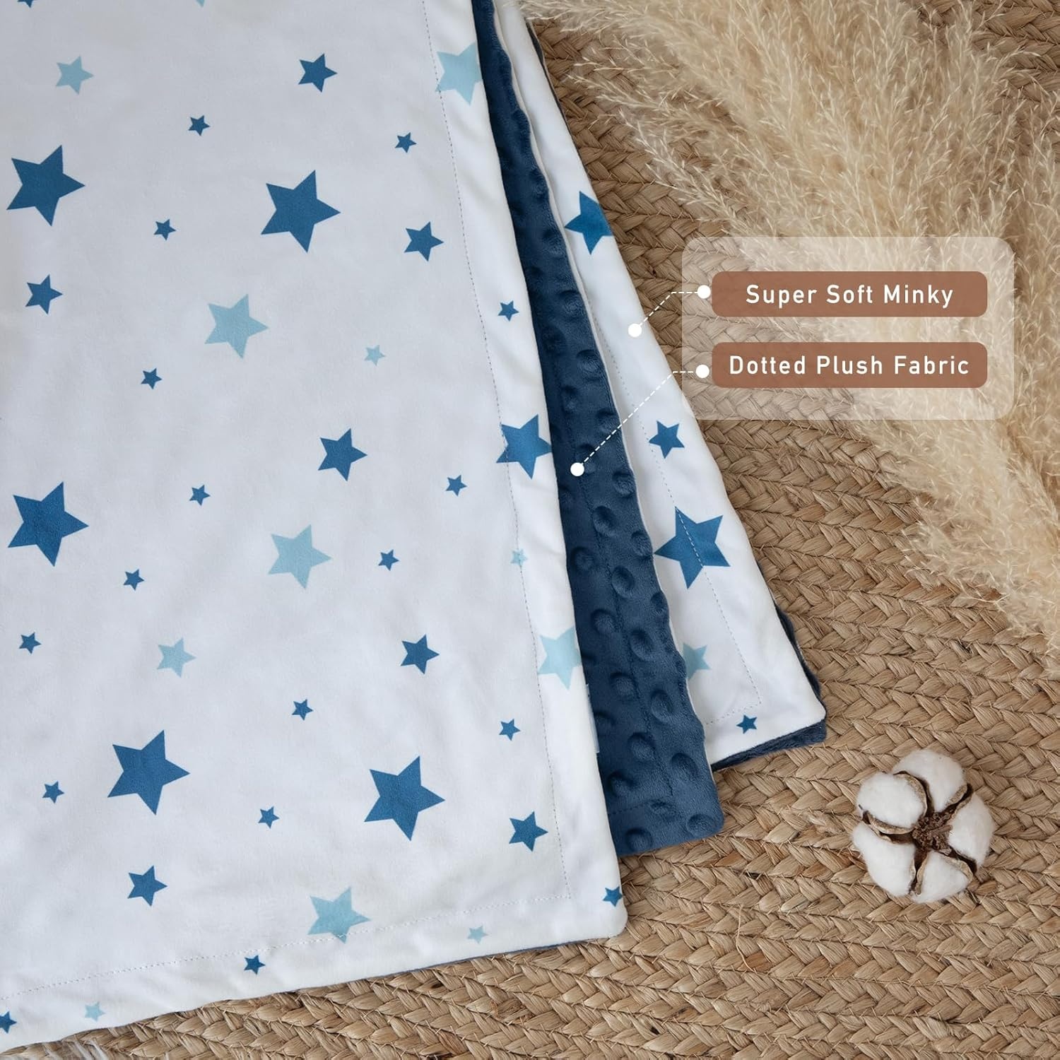 image:imageBaby Blankets for Boys Girls Yellow Dinosaur 30x40 Soft Cozy Fleece Receiving Blanket for Newborn amp Toddler 3D Minky Dotted Backing Breathable for Crib Stroller amp Tummy TimeNavy Blue Star