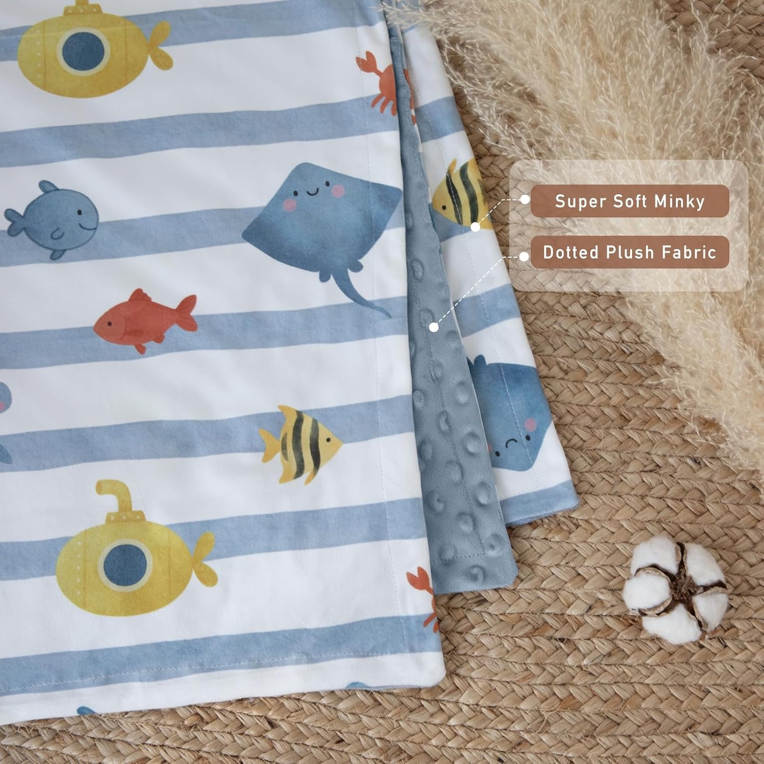 image:imageBaby Blankets for Boys Girls Yellow Dinosaur 30x40 Soft Cozy Fleece Receiving Blanket for Newborn amp Toddler 3D Minky Dotted Backing Breathable for Crib Stroller amp Tummy TimeBlue Ocean