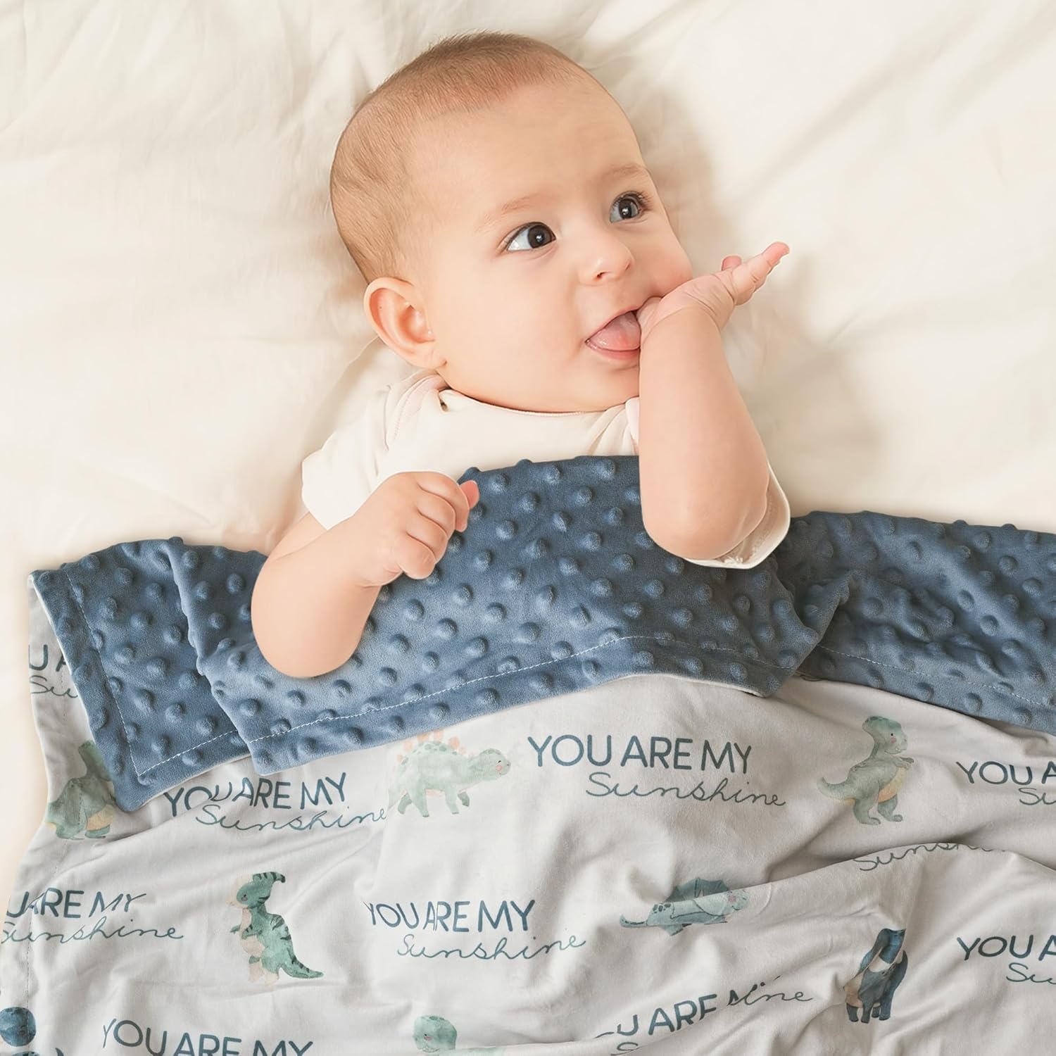 image:imageBaby Blankets for Boys Girls Yellow Dinosaur 30x40 Soft Cozy Fleece Receiving Blanket for Newborn amp Toddler 3D Minky Dotted Backing Breathable for Crib Stroller amp Tummy TimeBlue Dinosaur