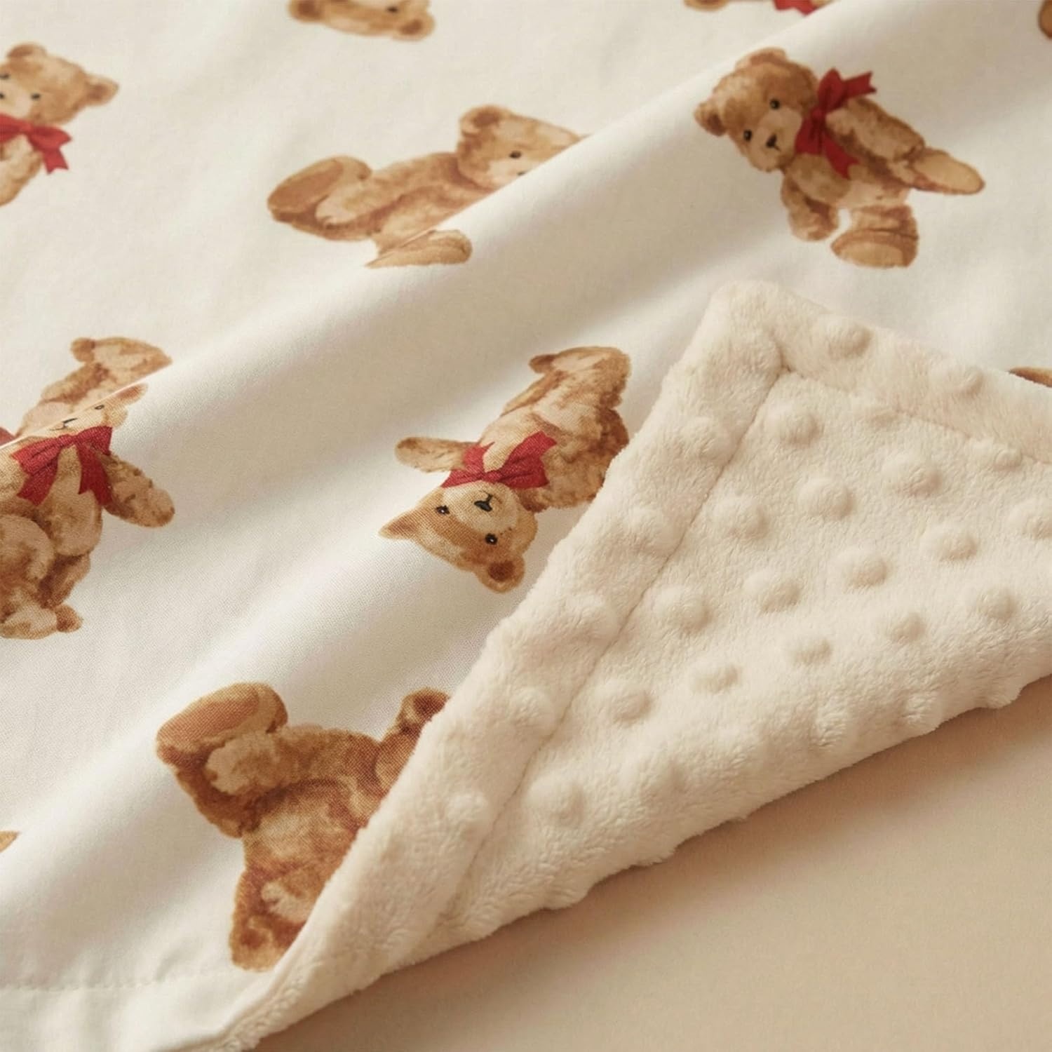 image:imageBaby Blankets for Boys Girls Yellow Dinosaur 30x40 Soft Cozy Fleece Receiving Blanket for Newborn amp Toddler 3D Minky Dotted Backing Breathable for Crib Stroller amp Tummy TimeBeige Bear