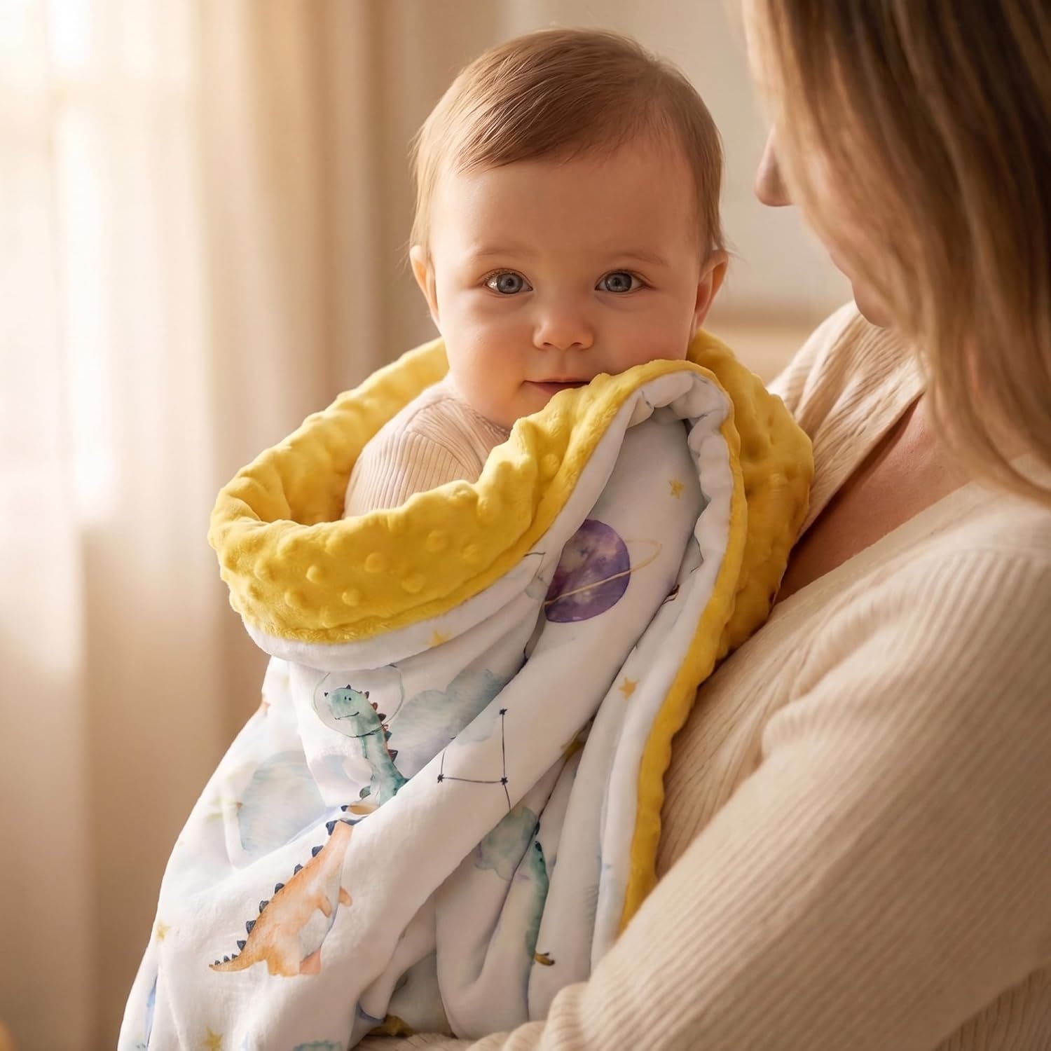 image:imageBaby Blankets for Boys Girls Yellow Dinosaur 30x40 Soft Cozy Fleece Receiving Blanket for Newborn amp Toddler 3D Minky Dotted Backing Breathable for Crib Stroller amp Tummy TimeYellow Dinosaur