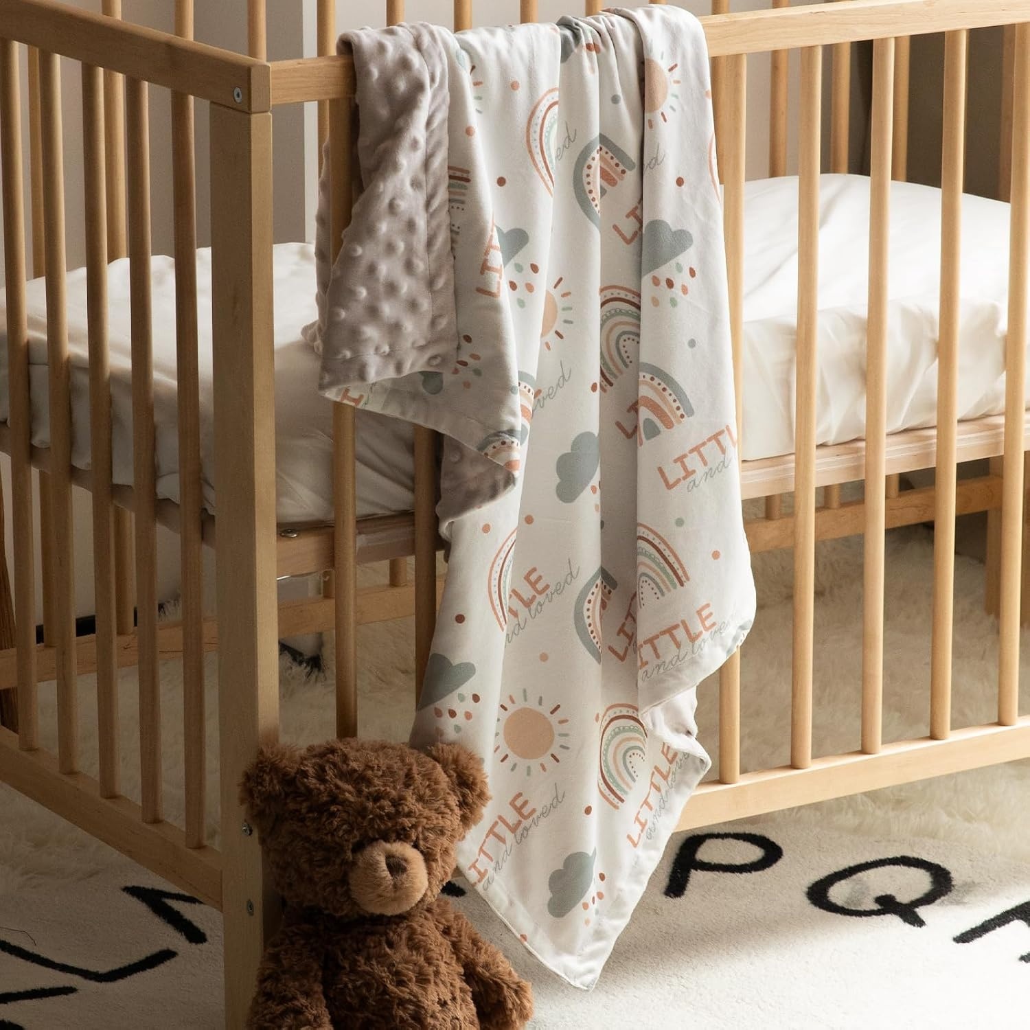 image:imageBaby Blankets for Boys Girls Yellow Dinosaur 30x40 Soft Cozy Fleece Receiving Blanket for Newborn amp Toddler 3D Minky Dotted Backing Breathable for Crib Stroller amp Tummy TimeLight Gray Rainbow