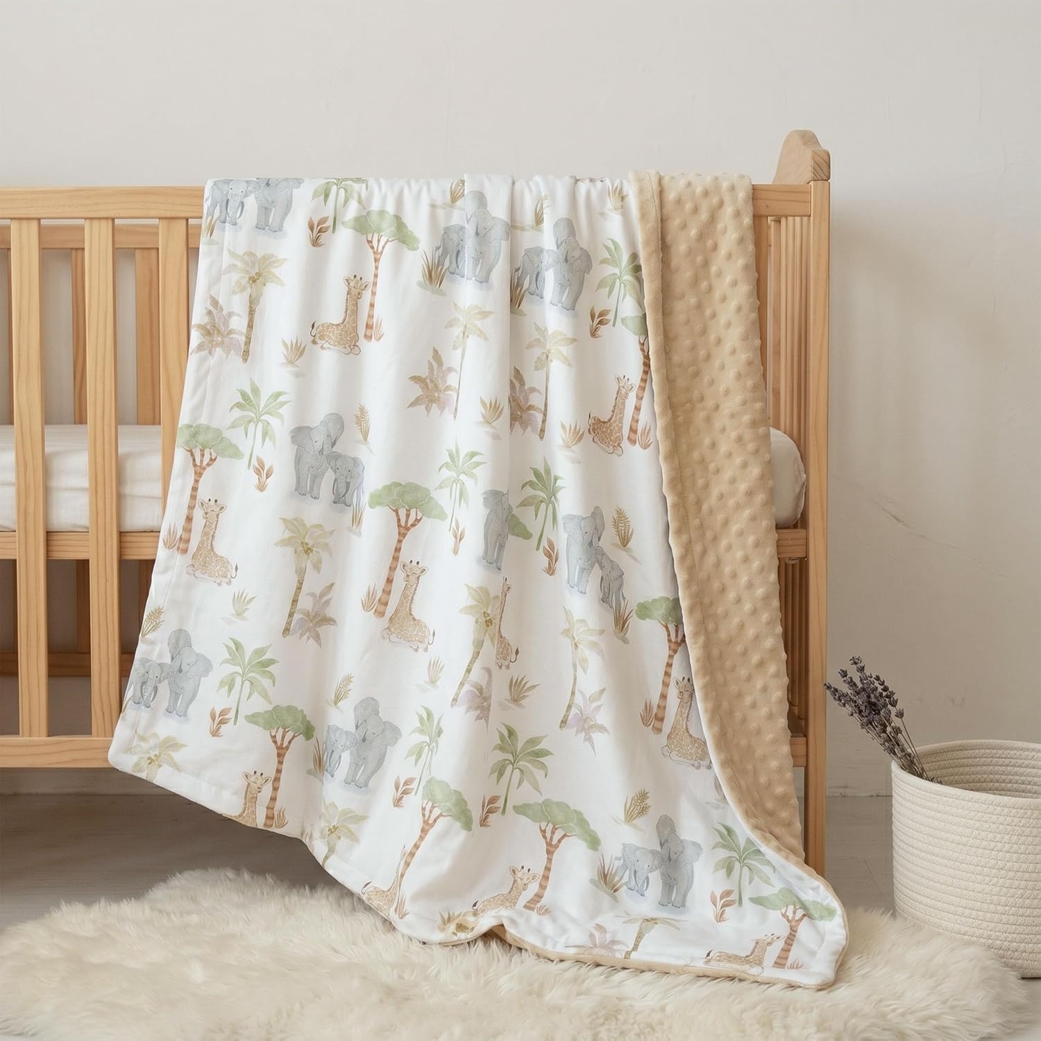 image:imageBaby Blankets for Boys Girls Yellow Dinosaur 30x40 Soft Cozy Fleece Receiving Blanket for Newborn amp Toddler 3D Minky Dotted Backing Breathable for Crib Stroller amp Tummy TimeLight Brown Elephant