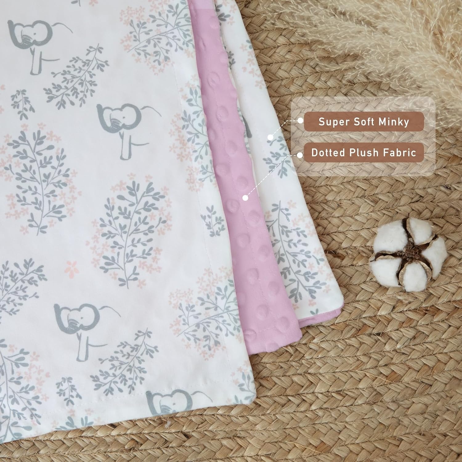 image:imageBaby Blankets for Boys Girls Yellow Dinosaur 30x40 Soft Cozy Fleece Receiving Blanket for Newborn amp Toddler 3D Minky Dotted Backing Breathable for Crib Stroller amp Tummy TimePink Elephant