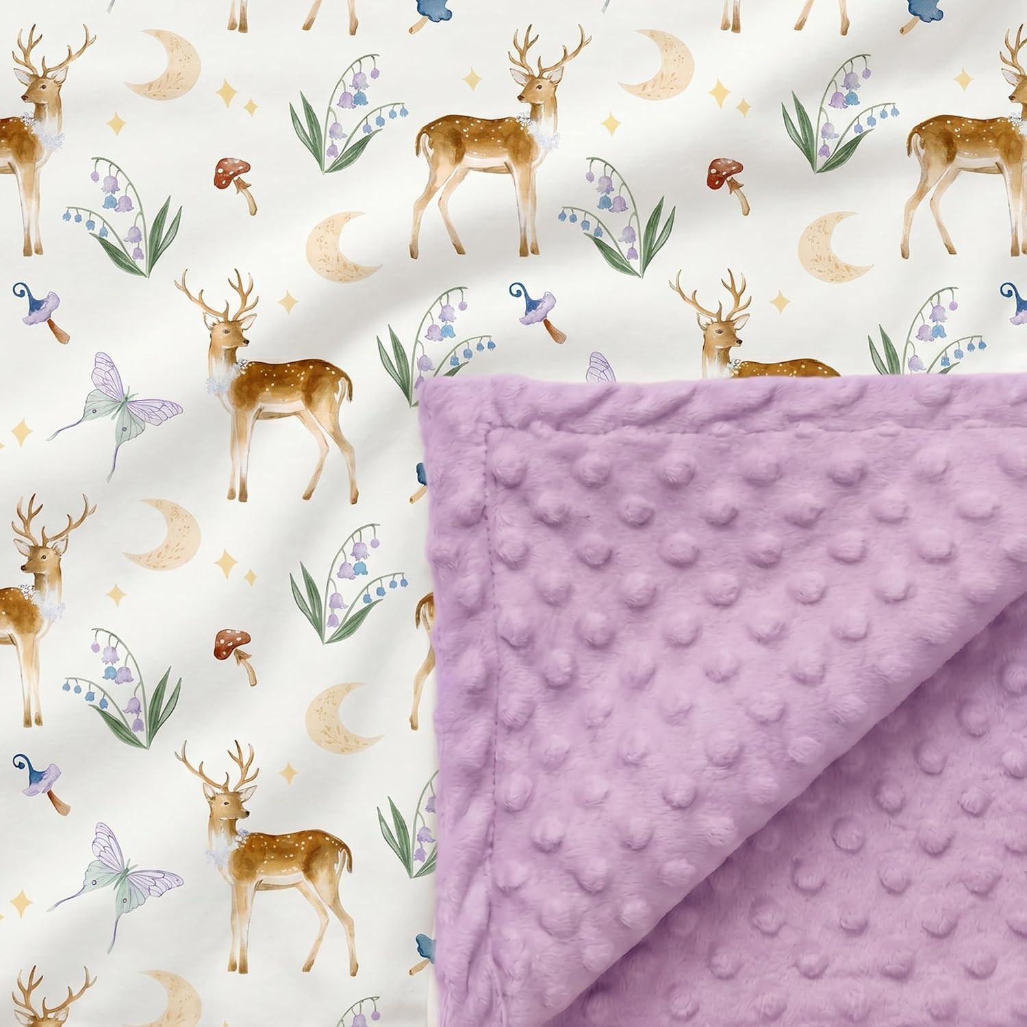 image:imageBaby Blankets for Boys Girls Yellow Dinosaur 30x40 Soft Cozy Fleece Receiving Blanket for Newborn amp Toddler 3D Minky Dotted Backing Breathable for Crib Stroller amp Tummy TimePurple Deer