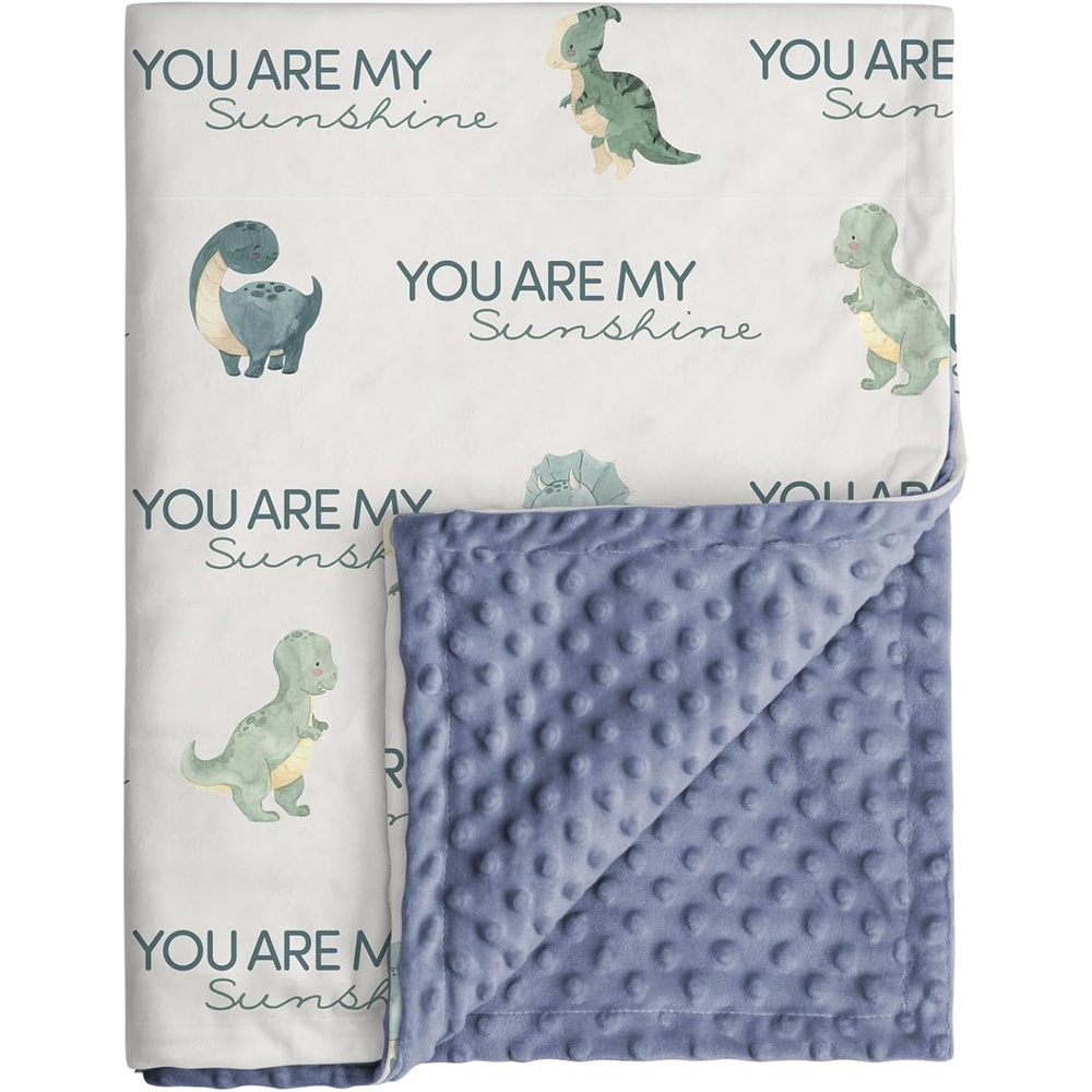 image:imageBaby Blankets for Boys Girls Yellow Dinosaur 30x40 Soft Cozy Fleece Receiving Blanket for Newborn amp Toddler 3D Minky Dotted Backing Breathable for Crib Stroller amp Tummy TimeBlue Dinosaur