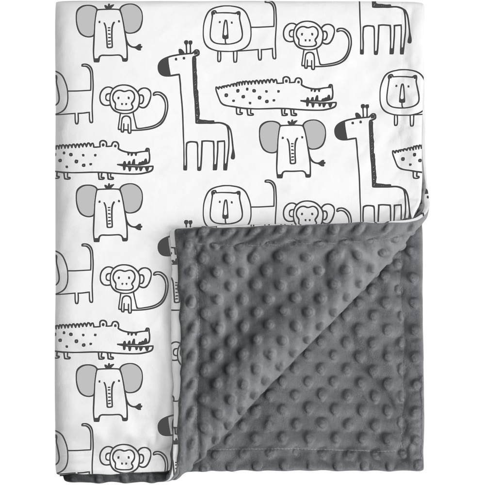 image:imageBaby Blankets for Boys Girls Yellow Dinosaur 30x40 Soft Cozy Fleece Receiving Blanket for Newborn amp Toddler 3D Minky Dotted Backing Breathable for Crib Stroller amp Tummy TimeGray Animals
