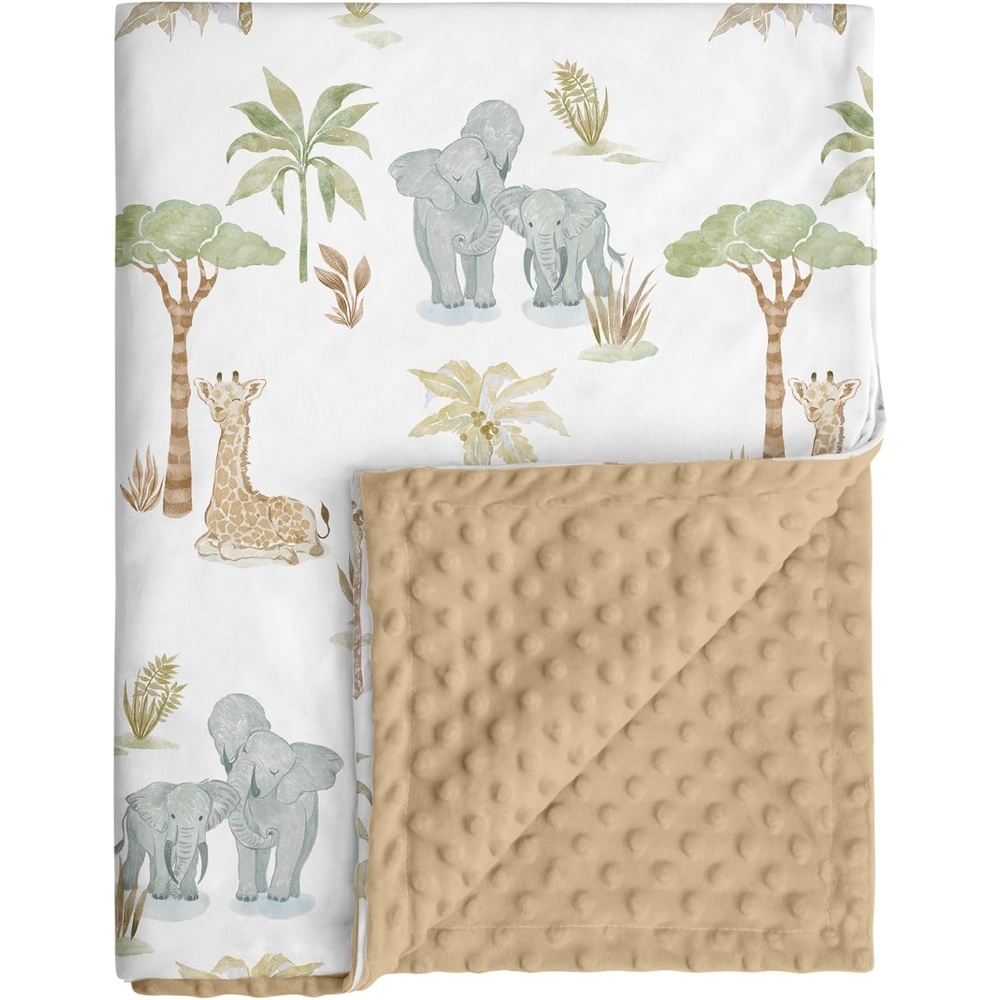 image:imageBaby Blankets for Boys Girls Yellow Dinosaur 30x40 Soft Cozy Fleece Receiving Blanket for Newborn amp Toddler 3D Minky Dotted Backing Breathable for Crib Stroller amp Tummy TimeLight Brown Elephant