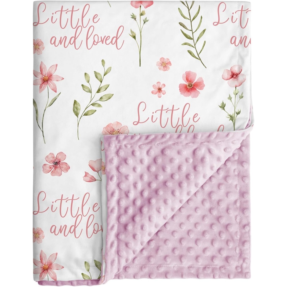 image:imageBaby Blankets for Boys Girls Yellow Dinosaur 30x40 Soft Cozy Fleece Receiving Blanket for Newborn amp Toddler 3D Minky Dotted Backing Breathable for Crib Stroller amp Tummy TimeA Pink Floral