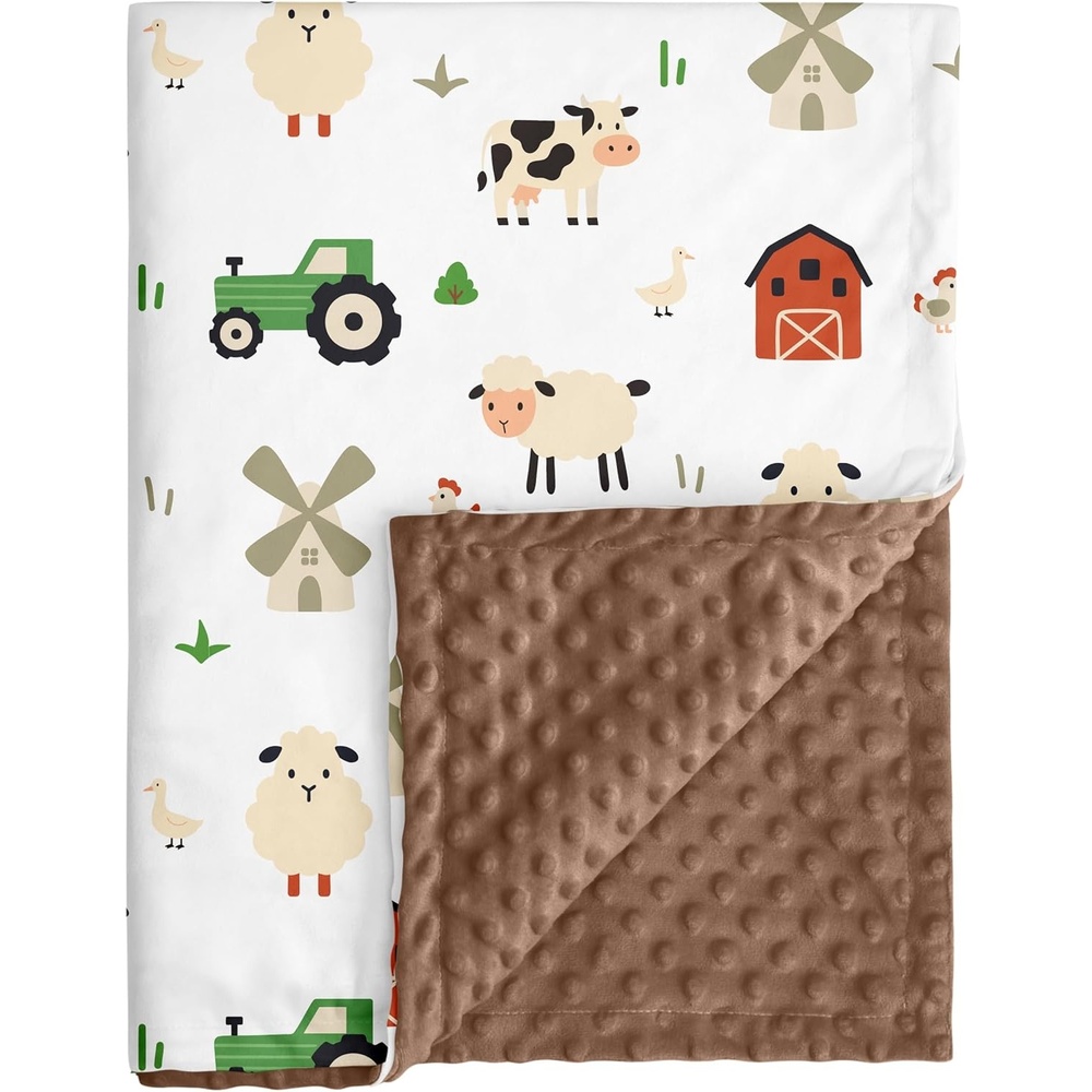 image:imageBaby Blankets for Boys Girls Yellow Dinosaur 30x40 Soft Cozy Fleece Receiving Blanket for Newborn amp Toddler 3D Minky Dotted Backing Breathable for Crib Stroller amp Tummy TimeChocolate Farm Animals