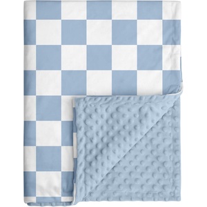 image:imageBaby Blankets for Boys Girls Yellow Dinosaur 30x40  Soft Cozy Fleece Receiving Blanket for Newborn amp Toddler 3D Minky Dotted Backing Breathable for Crib Stroller amp Tummy TimeCheckered Blue