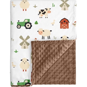 image:imageBaby Blankets for Boys Girls Yellow Dinosaur 30x40  Soft Cozy Fleece Receiving Blanket for Newborn amp Toddler 3D Minky Dotted Backing Breathable for Crib Stroller amp Tummy TimeChocolate Farm Animals