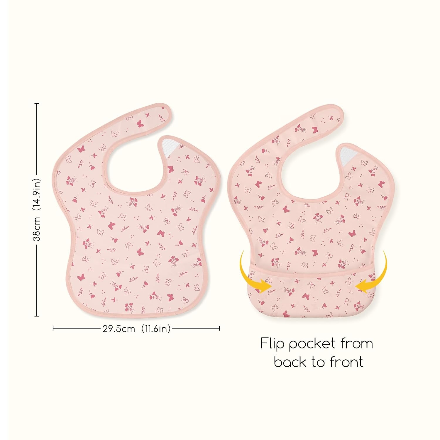 image:image3Pack Baby Feeding Bibs Waterproof StainResistant 3D Food Catcher Soft Lightweight Design for BabyLed Weaning Infants amp Toddlers 324 Months Safari AnimalsPink Butterflies
