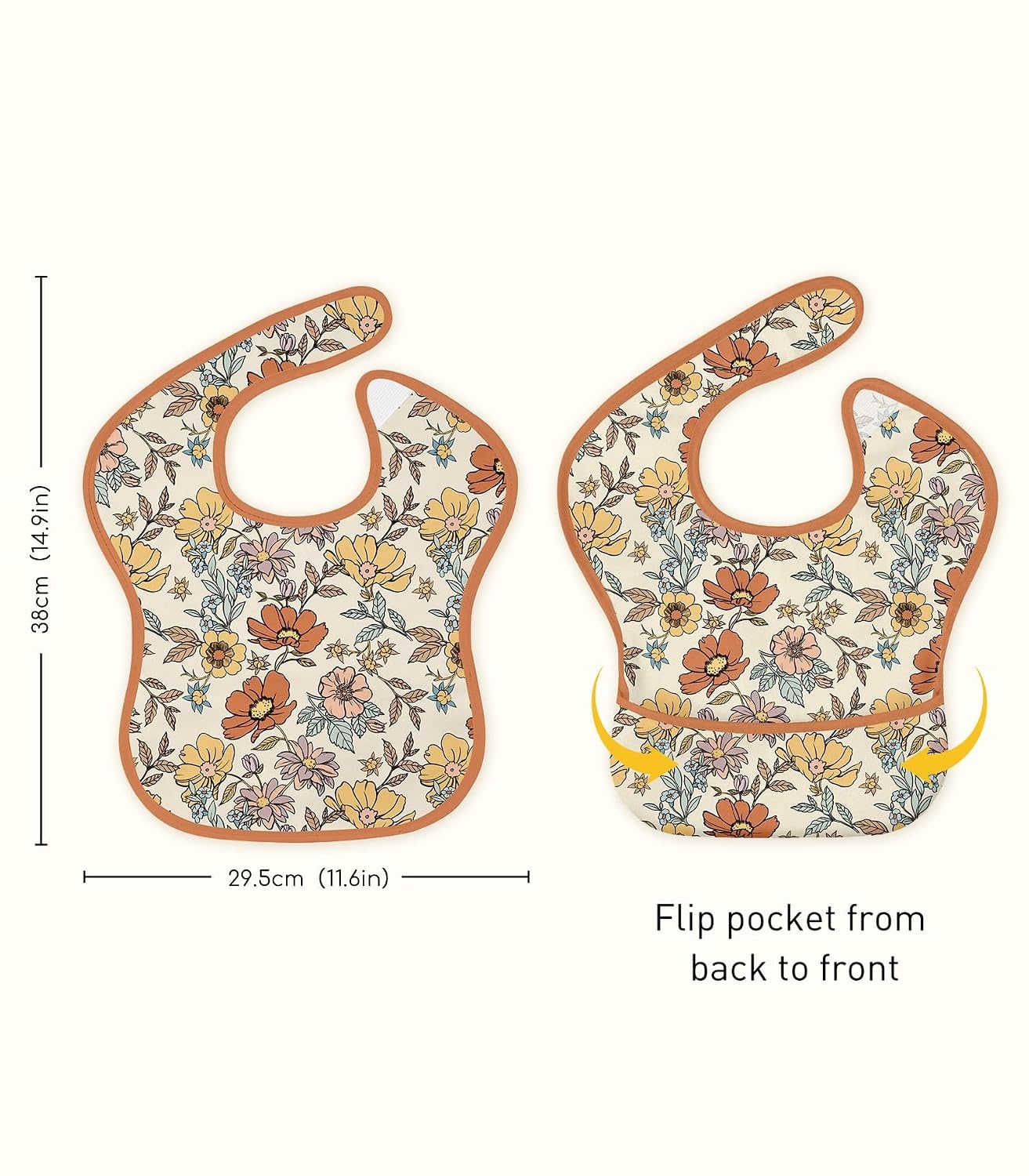 image:image3Pack Baby Feeding Bibs Waterproof StainResistant 3D Food Catcher Soft Lightweight Design for BabyLed Weaning Infants amp Toddlers 324 Months Safari AnimalsChocolate Retro Floral