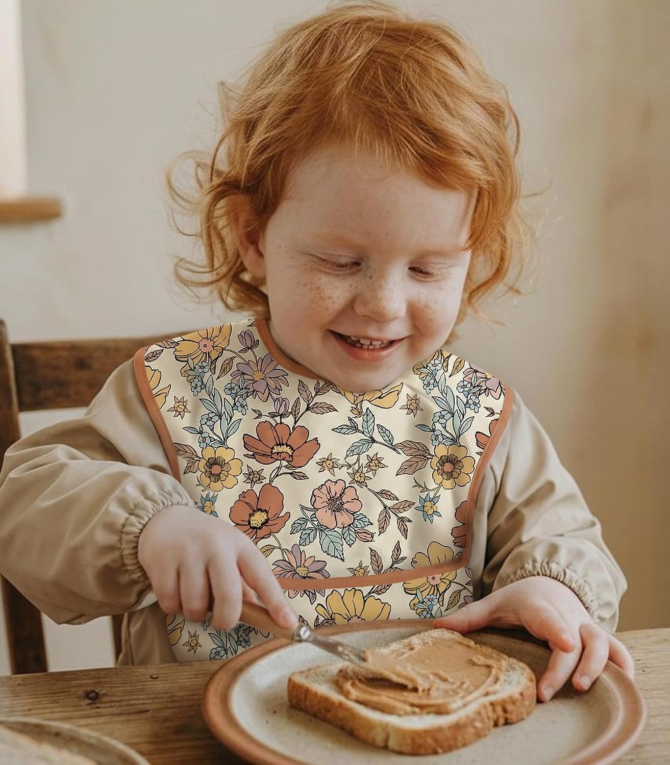 image:image3Pack Baby Feeding Bibs Waterproof StainResistant 3D Food Catcher Soft Lightweight Design for BabyLed Weaning Infants amp Toddlers 324 Months Safari AnimalsChocolate Retro Floral