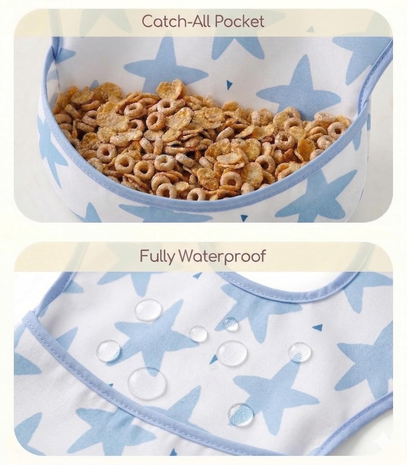 image:image3Pack Baby Feeding Bibs Waterproof StainResistant 3D Food Catcher Soft Lightweight Design for BabyLed Weaning Infants amp Toddlers 324 Months Safari AnimalsLight Blue Ocean
