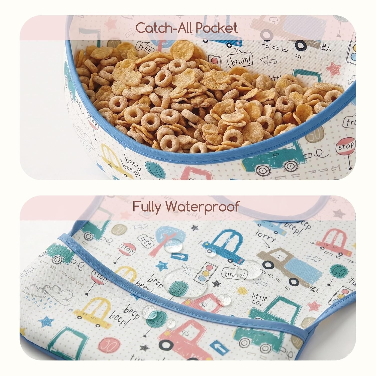 image:image3Pack Baby Feeding Bibs Waterproof StainResistant 3D Food Catcher Soft Lightweight Design for BabyLed Weaning Infants amp Toddlers 324 Months Safari AnimalsDigger Dinosaur
