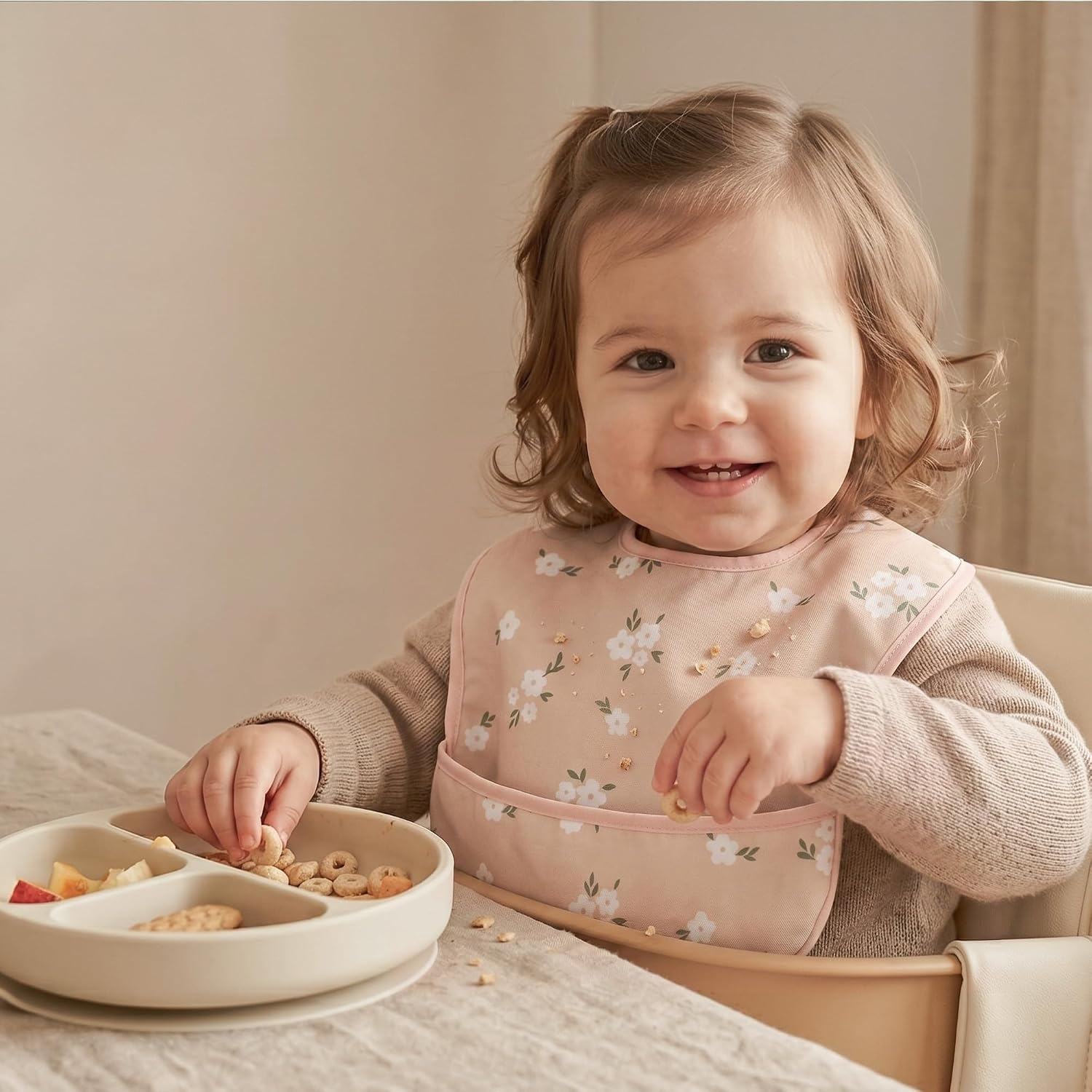 image:image3Pack Baby Feeding Bibs Waterproof StainResistant 3D Food Catcher Soft Lightweight Design for BabyLed Weaning Infants amp Toddlers 324 Months Safari AnimalsGreen Bloom