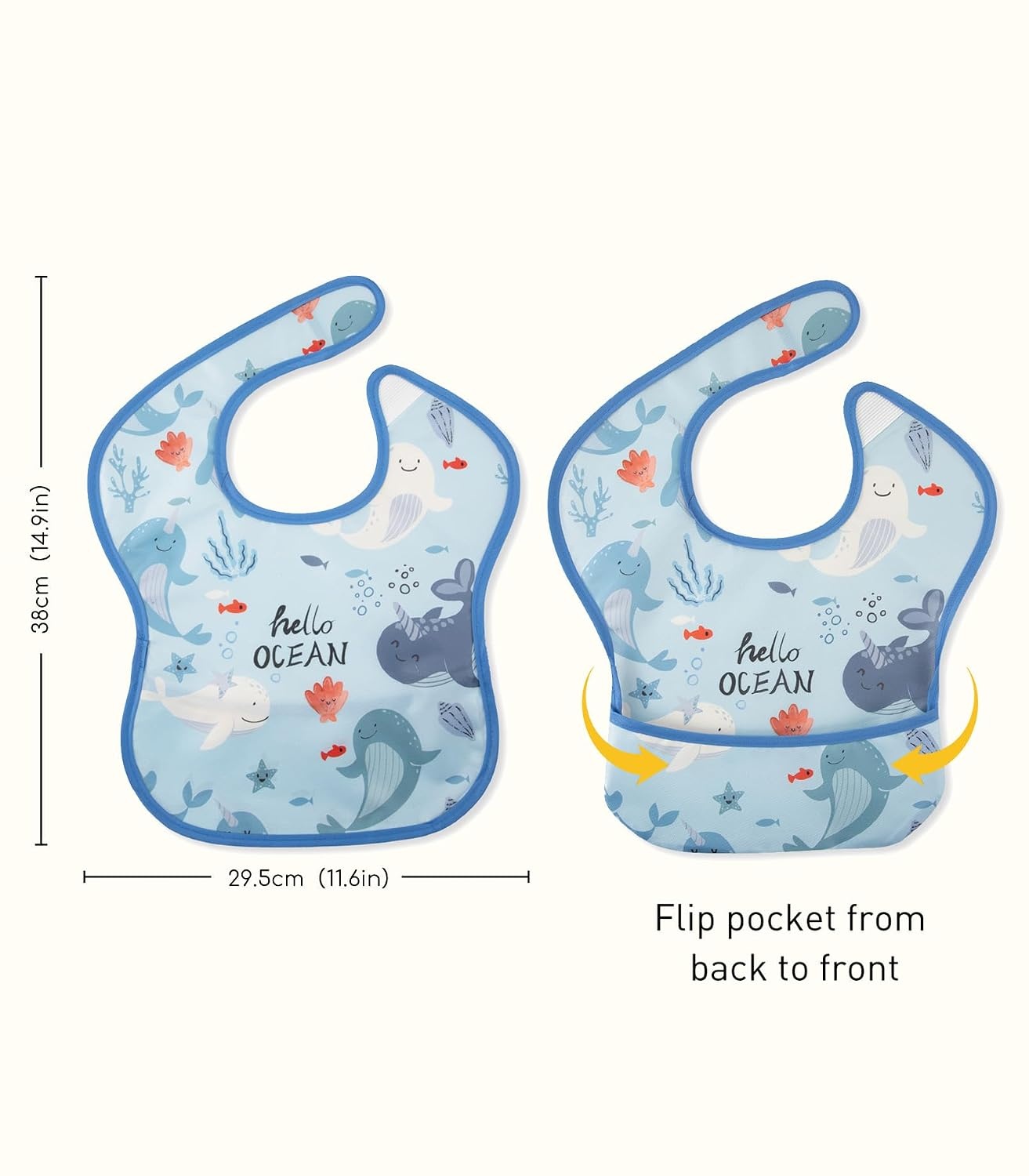 image:image3Pack Baby Feeding Bibs Waterproof StainResistant 3D Food Catcher Soft Lightweight Design for BabyLed Weaning Infants amp Toddlers 324 Months Safari AnimalsLight Blue Ocean