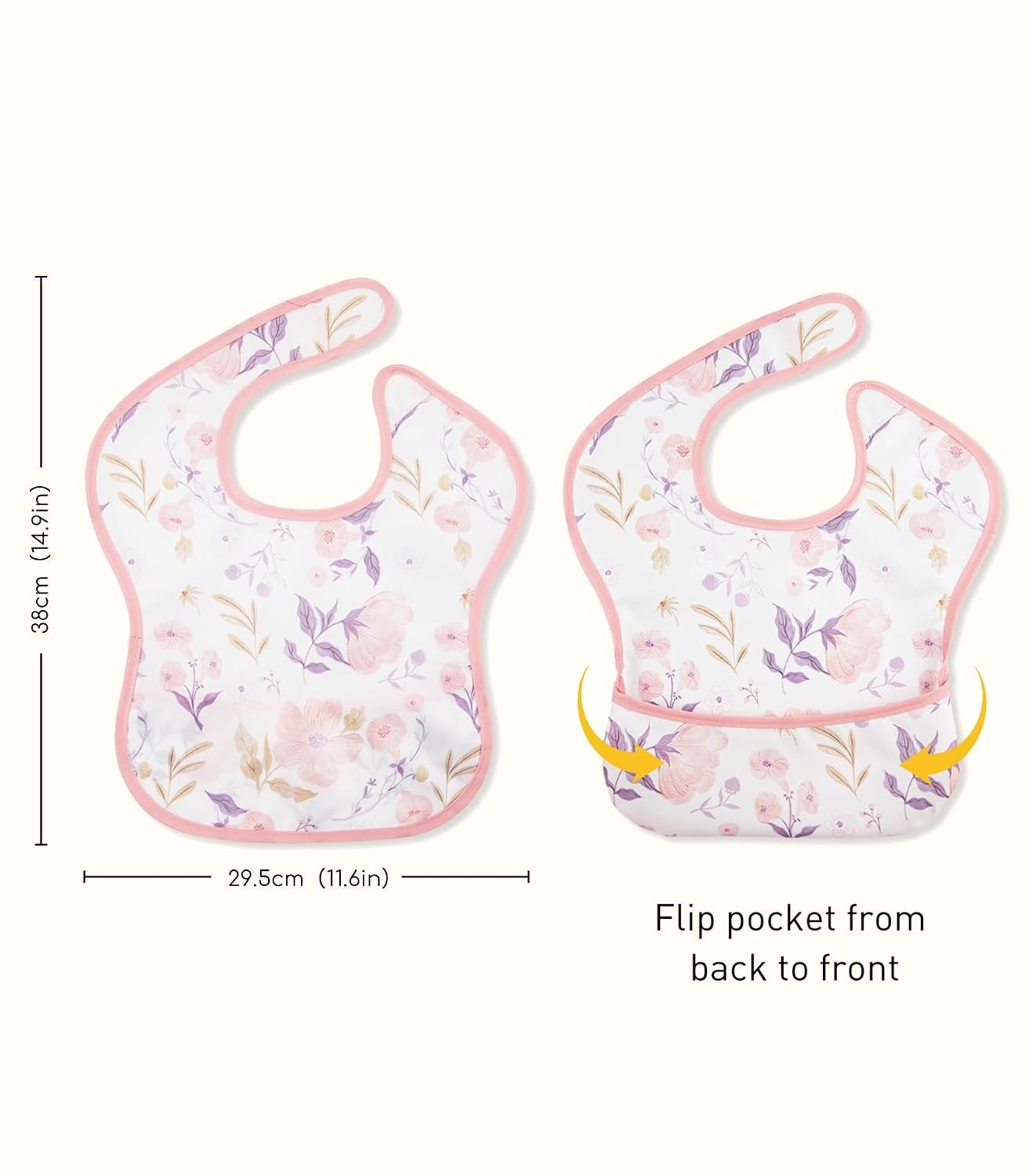 image:image3Pack Baby Feeding Bibs Waterproof StainResistant 3D Food Catcher Soft Lightweight Design for BabyLed Weaning Infants amp Toddlers 324 Months Safari AnimalsLight Pink Blossom