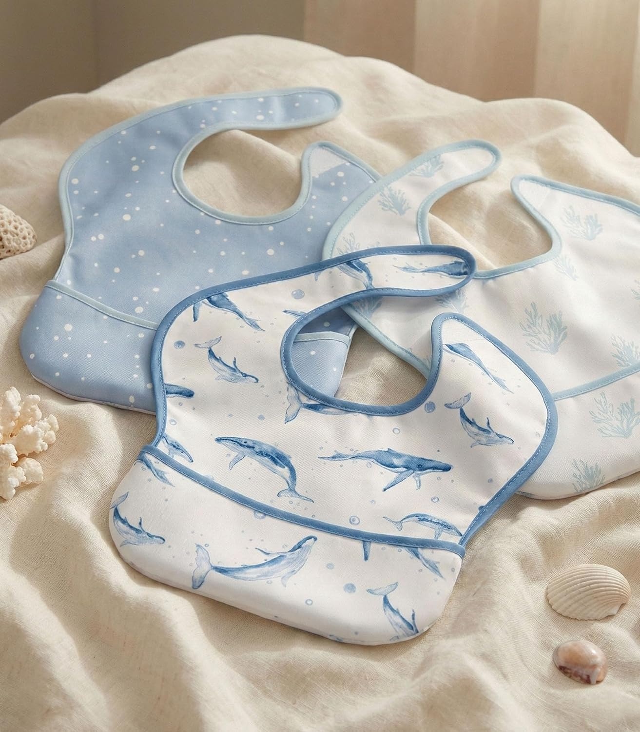image:image3Pack Baby Feeding Bibs Waterproof StainResistant 3D Food Catcher Soft Lightweight Design for BabyLed Weaning Infants amp Toddlers 324 Months Safari AnimalsBlue Ocean Whale