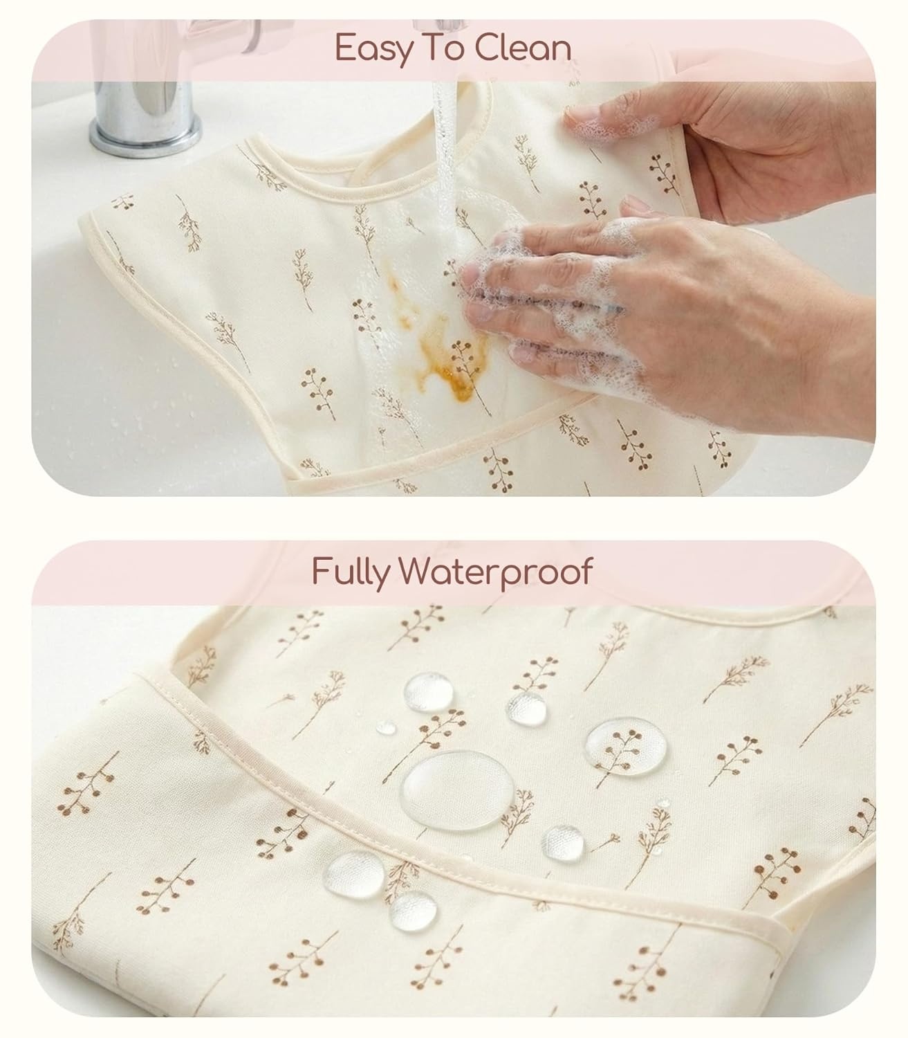 image:image3Pack Baby Feeding Bibs Waterproof StainResistant 3D Food Catcher Soft Lightweight Design for BabyLed Weaning Infants amp Toddlers 324 Months Safari AnimalsChocolate Retro Floral