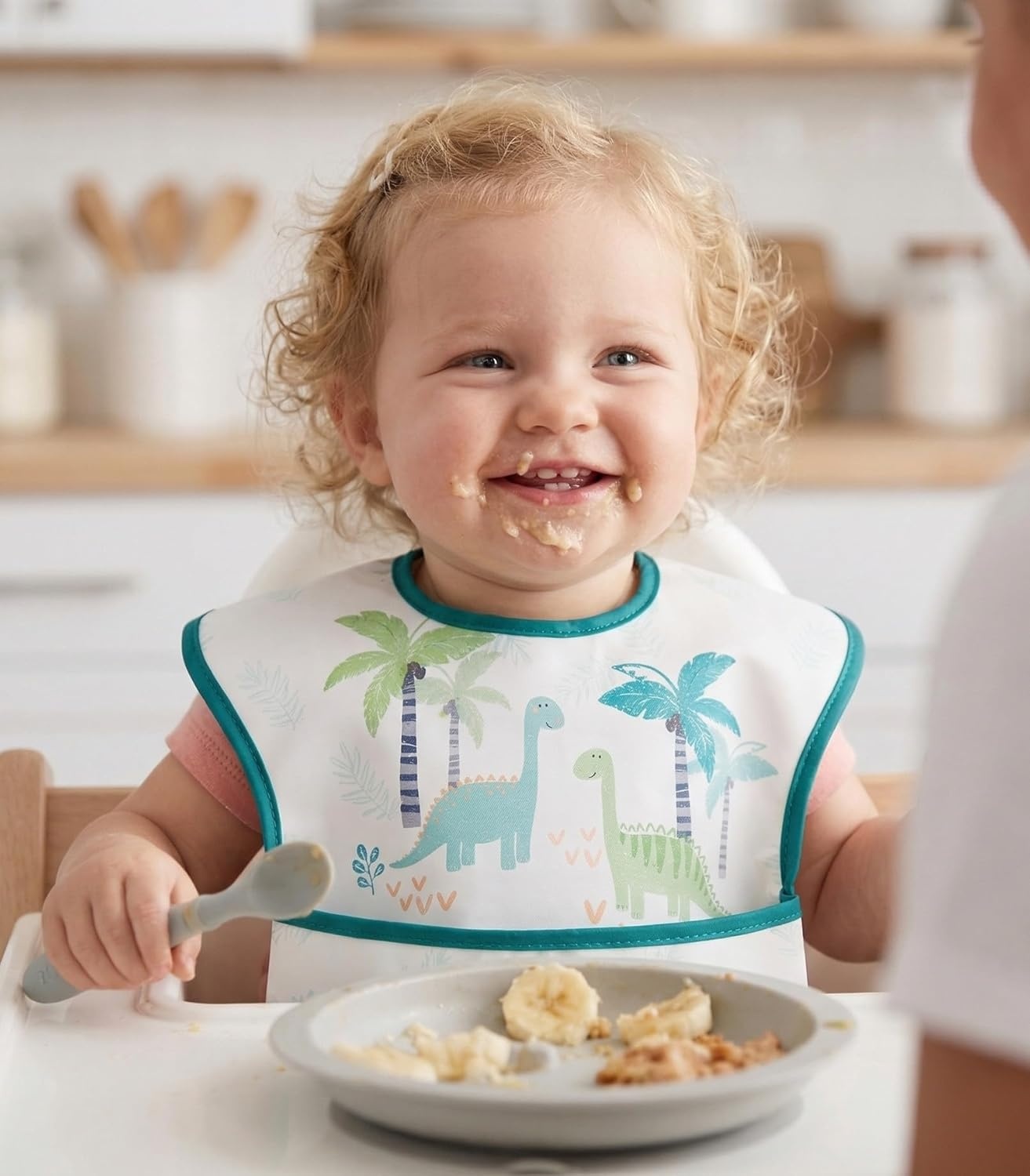 image:image3Pack Baby Feeding Bibs Waterproof StainResistant 3D Food Catcher Soft Lightweight Design for BabyLed Weaning Infants amp Toddlers 324 Months Safari AnimalsBlue Dinosaur