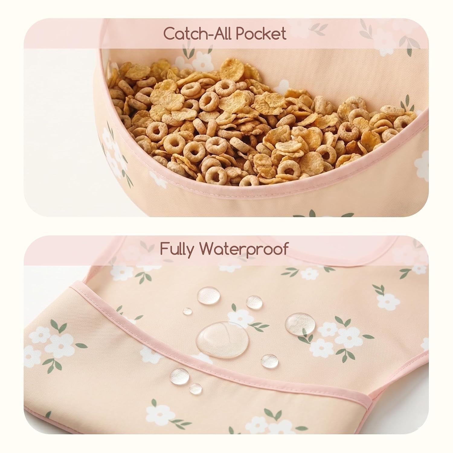 image:image3Pack Baby Feeding Bibs Waterproof StainResistant 3D Food Catcher Soft Lightweight Design for BabyLed Weaning Infants amp Toddlers 324 Months Safari AnimalsGreen Bloom
