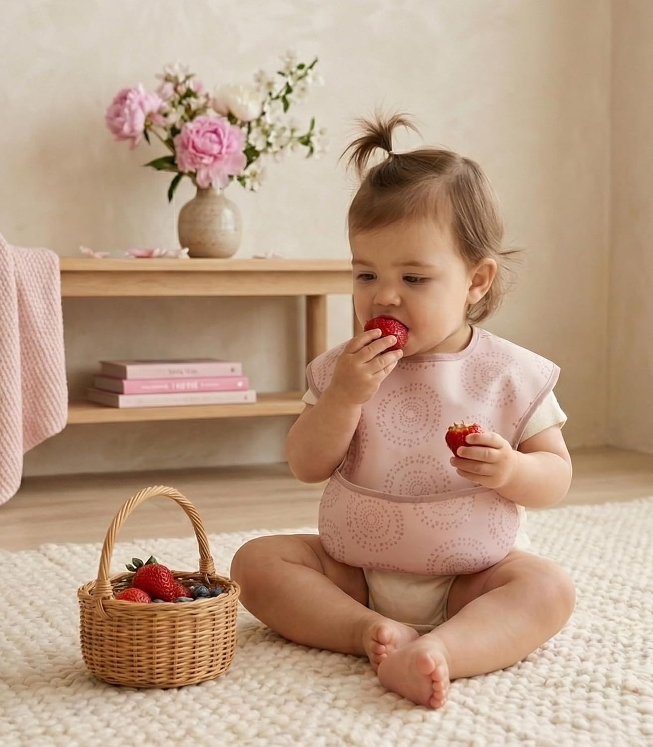 image:image3Pack Baby Feeding Bibs Waterproof StainResistant 3D Food Catcher Soft Lightweight Design for BabyLed Weaning Infants amp Toddlers 324 Months Safari AnimalsLight Pink Blossom