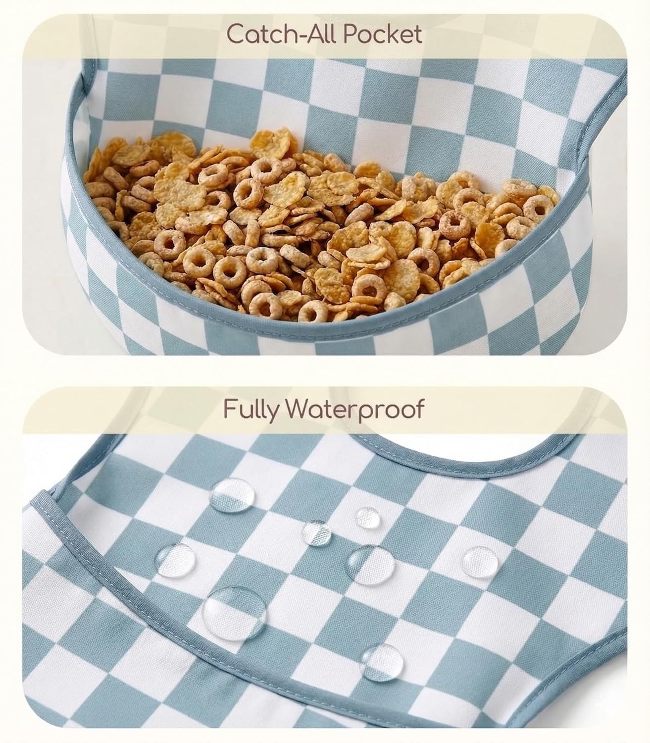 image:image3Pack Baby Feeding Bibs Waterproof StainResistant 3D Food Catcher Soft Lightweight Design for BabyLed Weaning Infants amp Toddlers 324 Months Safari AnimalsBlack Blue Cherkerd