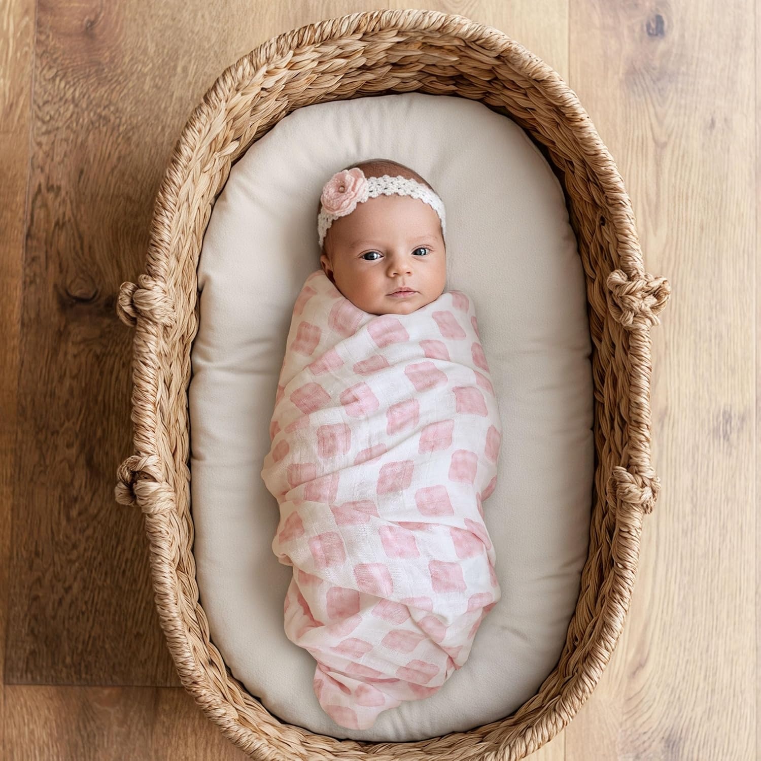 image:image4Pack Muslin Swaddle Blankets for Newborns 100 Cotton Breathable Soft Muslin Large 315x433 MultiUse Stroller Sunshade Nursing Cover amp Receiving Blanket Bear CheckeredPink Rainbow
